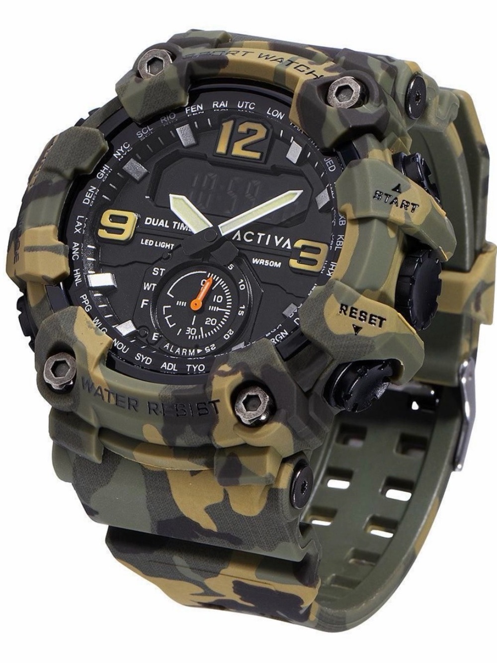 NWT Activa X Invicta BlackOps Digital Men's Watch 56mm Camo Green (ACW1637-004)